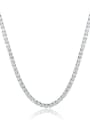 thumb 925 Sterling Silver Moissanite White Minimalist Cuban Necklace 0