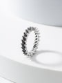 thumb 925 Sterling Silver Cubic Zirconia White Wheatear Minimalist Band Ring 3