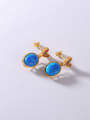 thumb 925 Sterling Silver Synthetic Opal Multi Color Minimalist Stud Earring 1