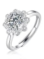 thumb 925 Sterling Silver Moissanite White Dainty Band Ring 0