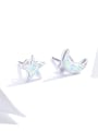 thumb 925 Sterling Silver Synthetic Opal White Minimalist Stud Earring 2