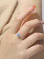 thumb 925 Sterling Silver Synthetic Opal Blue Minimalist Band Ring 4