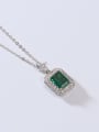 thumb 925 Sterling Silver Cubic Zirconia Green Minimalist Link Necklace 2