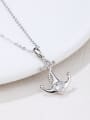 thumb 925 Sterling Silver Cubic Zirconia White Anchor Minimalist Initials Necklace 1