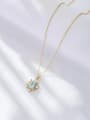 thumb 925 Sterling Silver Cubic Zirconia Blue Minimalist Link Necklace 1