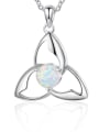 thumb 925 Sterling Silver Synthetic Opal White Minimalist Lariat Necklace 0