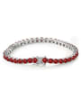 thumb 925 Sterling Silver Cubic Zirconia Red Minimalist Tennis Bracelet 0