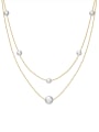 thumb 925 Sterling Silver Freshwater Pearl White Tila Bead Round Minimalist Cuban Necklace 0