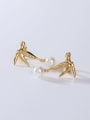 thumb 925 Sterling Silver Imitation Pearl White Leaf Minimalist Clip Earring 1
