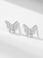 thumb 925 Sterling Silver Cubic Zirconia White Butterfly Minimalist Stud Earring 2