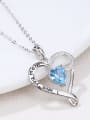 thumb 925 Sterling Silver Cubic Zirconia Blue Minimalist Link Necklace 0