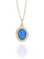 thumb 925 Sterling Silver Synthetic Opal Blue Minimalist Lariat Necklace 0