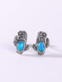 thumb 925 Sterling Silver Synthetic Opal Multi Color Cactus Minimalist Stud Earring 0