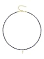 thumb Brass Crystal Round Minimalist Cuban Necklace 0