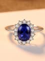 thumb 925 Sterling Silver Cubic Zirconia Blue Minimalist Band Ring 0