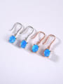 thumb 925 Sterling Silver Synthetic Opal Multi Color Minimalist Hook Earring 0