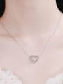 thumb 925 Sterling Silver Moissanite White Heart Minimalist Lariat Necklace 3