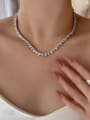 thumb 925 Sterling Silver Cubic Zirconia White Heart Minimalist Cuban Necklace 2