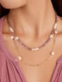 thumb 925 Sterling Silver Freshwater Pearl White Tila Bead Oval Minimalist Cuban Necklace 2