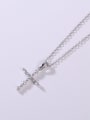 thumb 925 Sterling Silver Cubic Zirconia White Cross Minimalist Lariat Necklace 2
