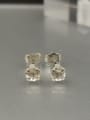 thumb 925 Sterling Silver Crystal White Round Dainty Stud Earring 1