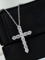 thumb 925 Sterling Silver Cubic Zirconia White Religious Minimalist Lariat Necklace 1