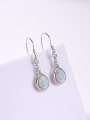 thumb 925 Sterling Silver Synthetic Opal Multi Color Minimalist Hook Earring 2