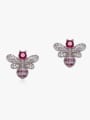 thumb 925 Sterling Silver Cubic Zirconia Red Minimalist Stud Earring 0