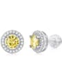 thumb 925 Sterling Silver Moissanite Yellow Dainty Stud Earring 0