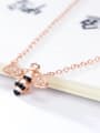 thumb 925 Sterling Silver Cubic Zirconia White Bee Minimalist Link Necklace 4