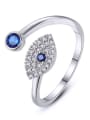 thumb 925 Sterling Silver Cubic Zirconia Blue Minimalist Band Ring 0