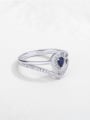 thumb 925 Sterling Silver Cubic Zirconia Blue Minimalist Band Ring 2