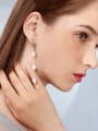 thumb 925 Sterling Silver Freshwater Pearl White Tila Bead Oval Minimalist Drop Earring 2