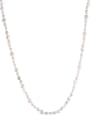 thumb 925 Sterling Silver Freshwater Pearl White Tila Bead Round Minimalist Cuban Necklace 0