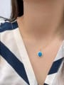 thumb 925 Sterling Silver Synthetic Opal Blue Minimalist Lariat Necklace 1