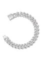thumb 925 Sterling Silver Cubic Zirconia White Minimalist Link Bracelet 0