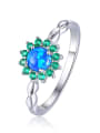 thumb 925 Sterling Silver Synthetic Opal Multi Color Minimalist Band Ring 0