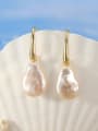 thumb 925 Sterling Silver Freshwater Pearl White Tila Bead Oval Minimalist Single Earring 1