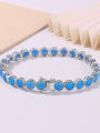 thumb 925 Sterling Silver Synthetic Opal Blue Minimalist Link Bracelet 2