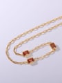 thumb 925 Sterling Silver Cubic Zirconia Orange Minimalist Link Necklace 2