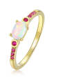 thumb 925 Sterling Silver Synthetic Opal Multi Color Minimalist Band Ring 1