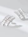 thumb 925 Sterling Silver Cubic Zirconia White Irregular Dainty Stud Earring 1