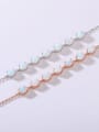 thumb 925 Sterling Silver Synthetic Opal White Minimalist Adjustable Bracelet 1