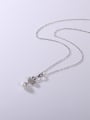 thumb 925 Sterling Silver Freshwater Pearl White Leaf Minimalist Lariat Necklace 1