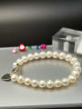 thumb 925 Sterling Silver Freshwater Pearl White Round Dainty Beaded Bracelet 0