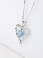 thumb 925 Sterling Silver Cubic Zirconia Blue Minimalist Link Necklace 2