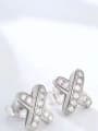 thumb 925 Sterling Silver Cubic Zirconia White Minimalist Stud Earring 1