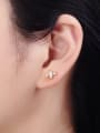 thumb 925 Sterling Silver Cubic Zirconia White Minimalist Stud Earring 4