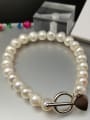 thumb 925 Sterling Silver Freshwater Pearl White Round Dainty Beaded Bracelet 2