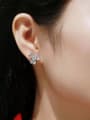 thumb 925 Sterling Silver Moissanite White Leaf Minimalist Stud Earring 2